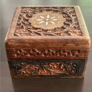 Intricately Carved Wooden Box